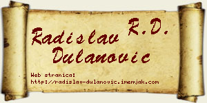 Radislav Dulanović vizit kartica